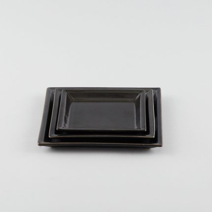 Square Plate with Risen Narrow Rim - Black (S)